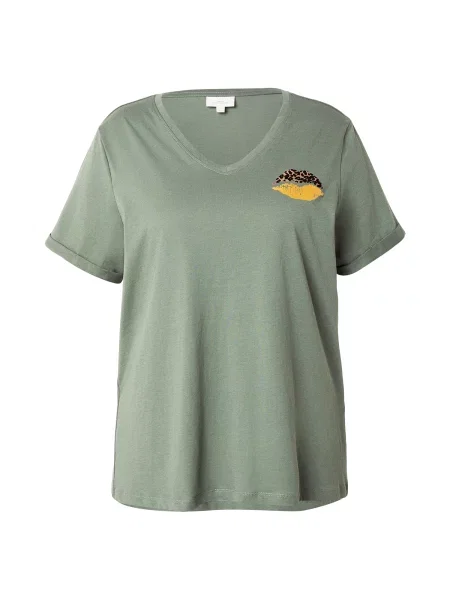 ONLY Carmakoma Tricou CARBEA maro deschis / galben / verde jad negru