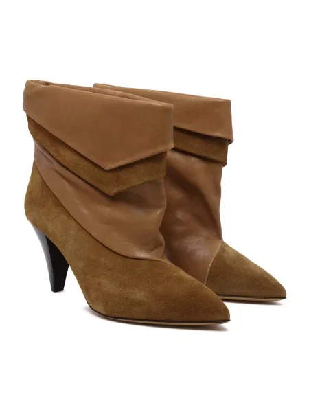 Buty do kostki Isabel Marant zamszowe z kołnierzem brązowe