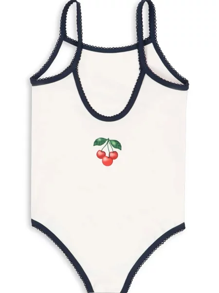 Konges Sløjd Jednodílné dětské plavky VILJA SWIMSUIT GRS bílé