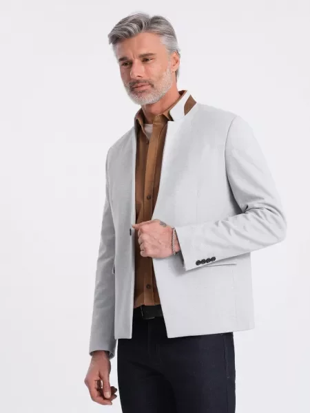 Меланж яке Ombre със стояща яка сиво