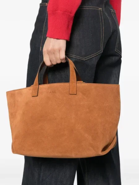 Szarvasbőr shopper táska A.p.c. autogrammal barna