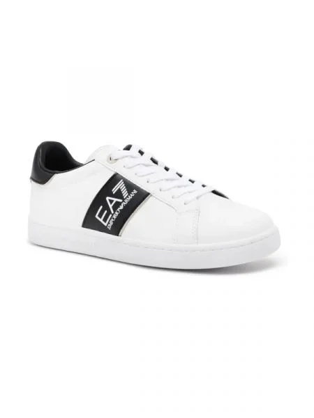 Teniși cu adaos de piele alb