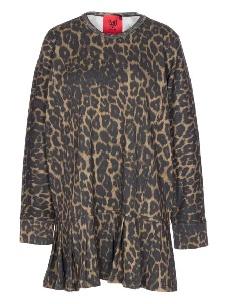 Sukienka mini Aniye By z nadrukiem w panterkę garniturowa brązowa
