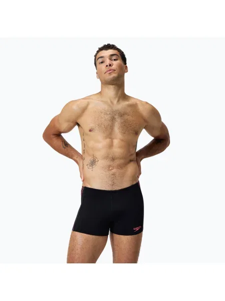 Férfi Speedo Tech Panel Aquashort fekete/korallhomok úszó boxeralsó. Méret: 36 fekete