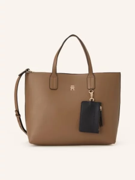 Tommy Hilfiger Torebka Satchel Z Woreczkiem beige brązowa