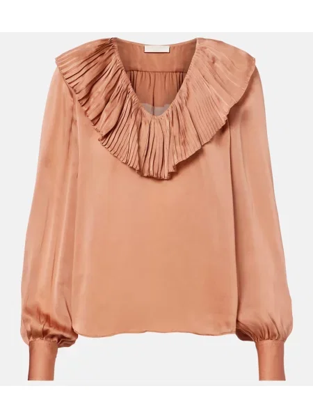 Bluză Ulla Johnson din satin plisată roz