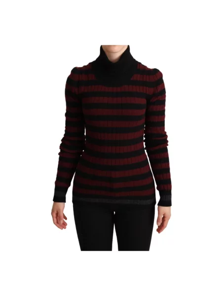 Lniany sweter Dolce And Gabbana w paski z paskiem