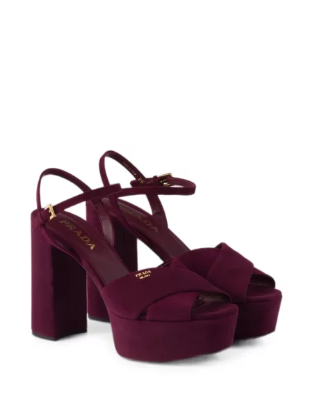 Sandale Prada din piele de căprioară cu platformă violet