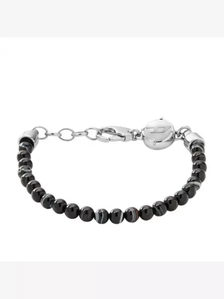 DIESEL Karkötő Beaded Studs / ezüst fekete