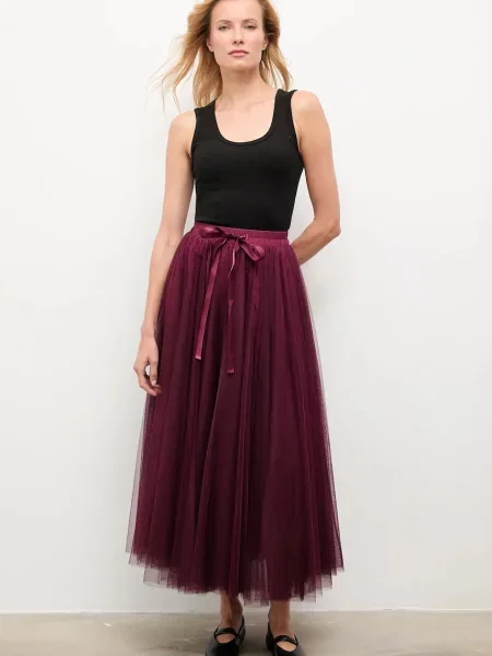 Suknja Answear.LAB maxi širi se prema dolje bordo
