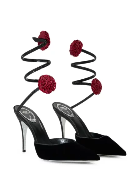 Pantofi cu toc Rene Caovilla cu model floral negru
