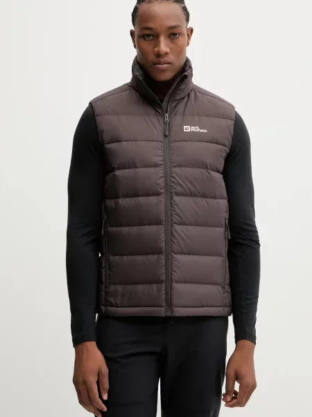 Пухен спортен елек Jack Wolfskin Ather тъмносиньо преходен модел кафяво