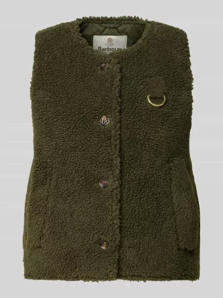 Kamizelka w stylu polarowym krój regular fit Barbour oliwkowa