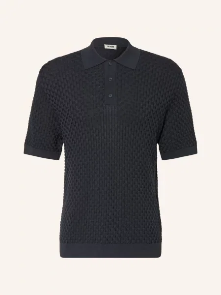 Drykorn Pletené Polo Tričko Tamian Relaxed Fit tmavě modrá