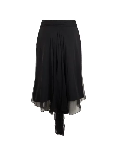 Fustă midi Alberta Ferretti de mătase asimetrică negru