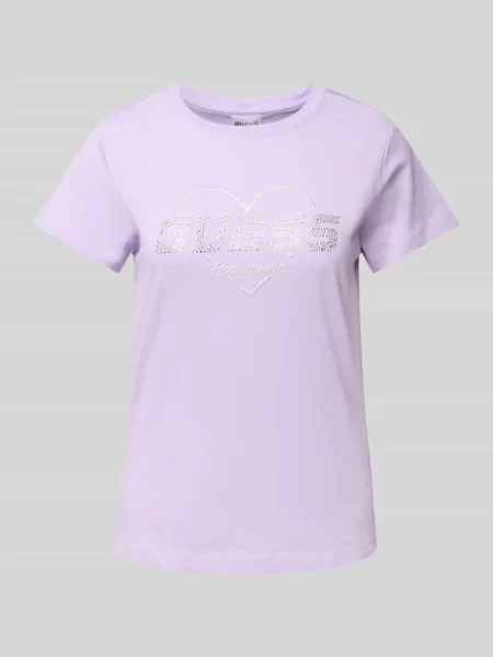 T-shirt z obszyciem kamieniami stras model ‘NARCISO’ Guess Activewear