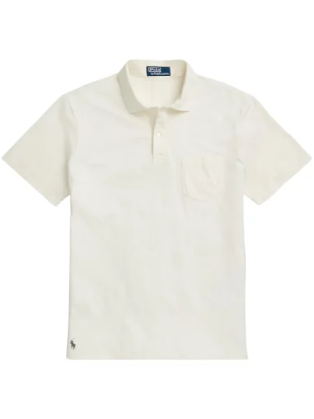 Plisirana satenska polo majica Polo Ralph Lauren s vezom plava