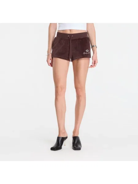 Pantaloni scurți Sporty & Rich Juicy Script Velour Short Chocolate XS maro