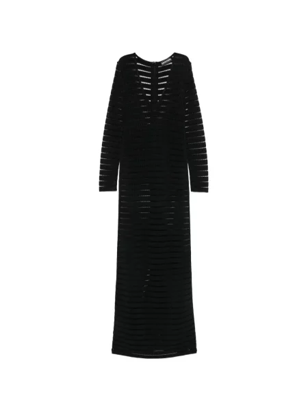 Sukienka maxi David Koma z dekoltem w serek ażurowa garniturowa czarna