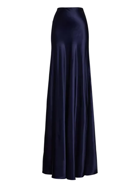 Fustă Ralph Lauren Collection din satin albastru
