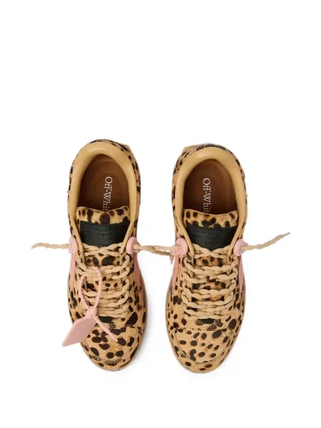 Sneakerși Off-white cu imagine cu model leopard alb