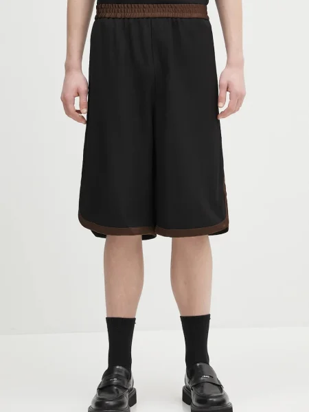 Wales Bonner pantaloni scurți din lână Ossie negru