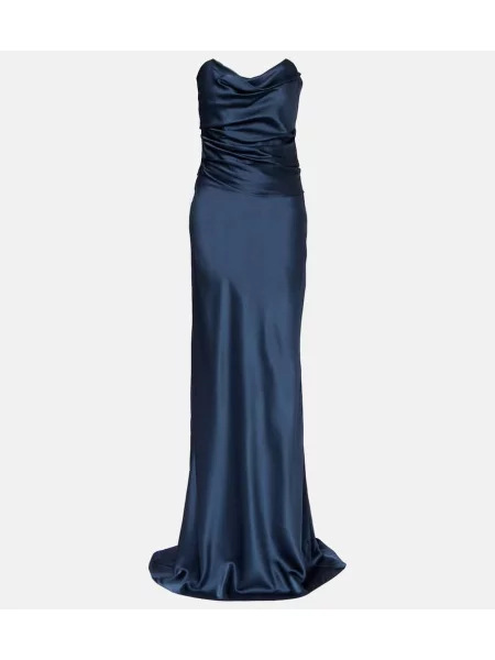 Rochie The Sei din satin de costum albastru