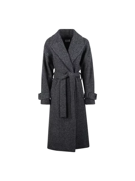 Trencz Parosh wełniany w kratę czarny