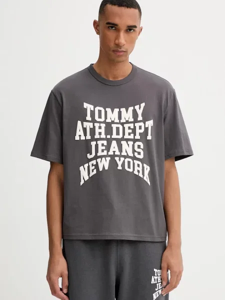 Majica Tommy Jeans s tiskom siva