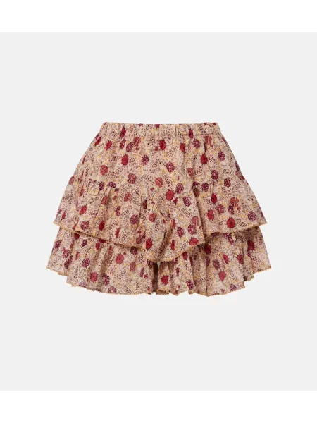 Pantaloni scurți Marant Etoile cu model floral cu volane roșu