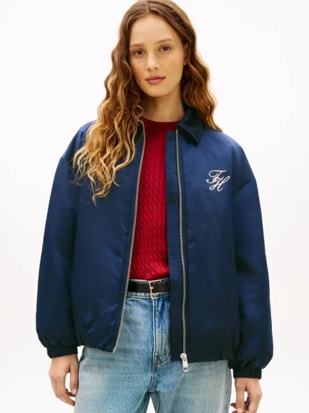 Tommy Hilfiger kurtka bomber Kobiety Sztuczne włókno jednolity M niebieski