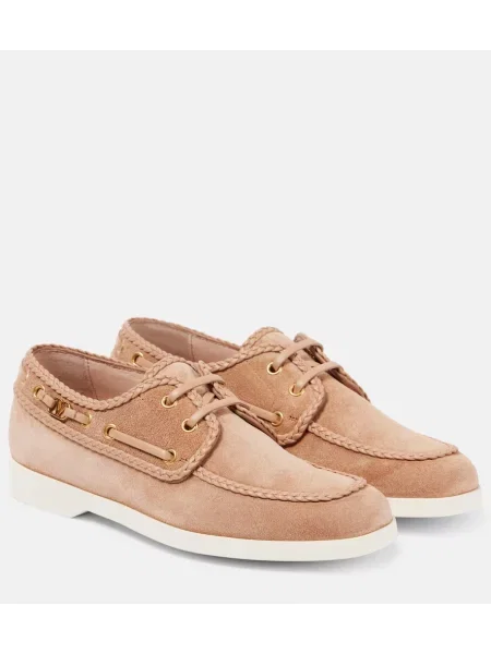 Pantofi loafer Valentino Garavani din piele de căprioară bej