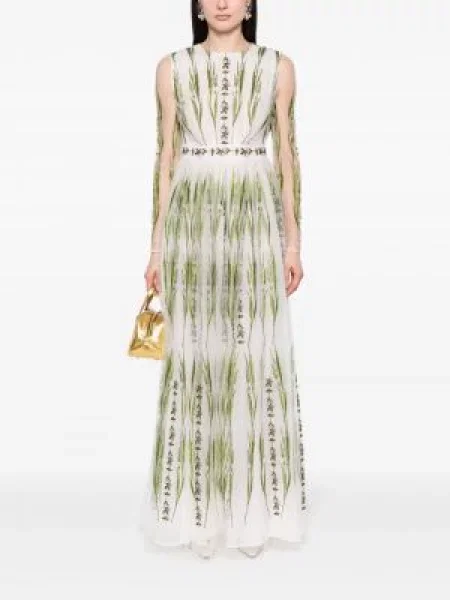 Gėlėtas kostiumas suknele Giambattista Valli iš tiulio