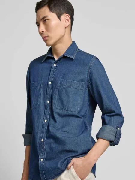 Koszula jeansowa o kroju regular fit z na piersi model ‘Sven’ Gabba