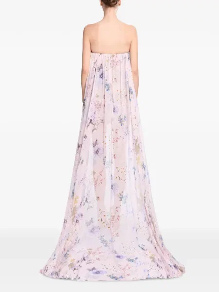 Rochie mini Elie Saab de mătase cu model floral cu imagine roz
