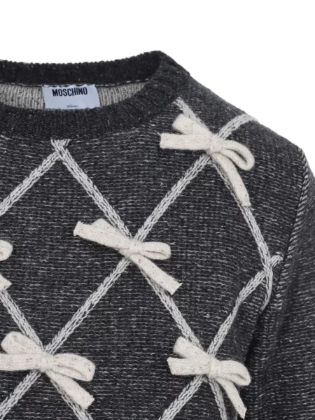 Pulover Moschino cu funde cu model argyle gri