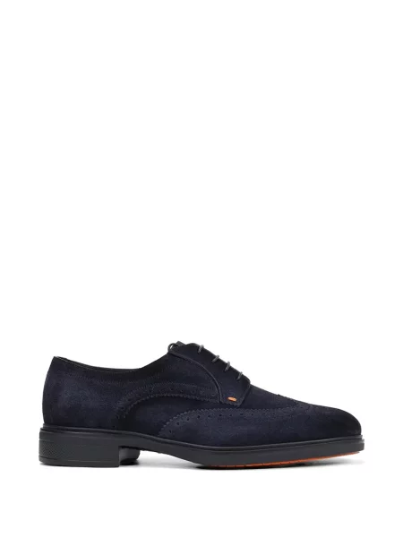 Pantofi derby Santoni din piele albastru