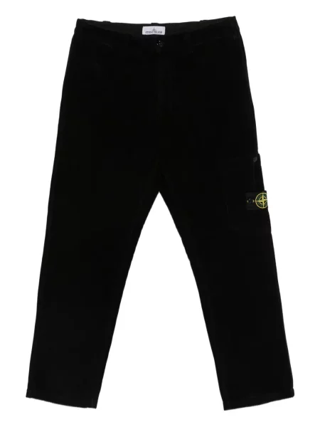 Pantaloni Stone Island de catifea cord cu strasuri negru