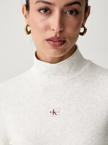 Calvin Klein Jeans блуза с дълги ръкави дамска с сиво