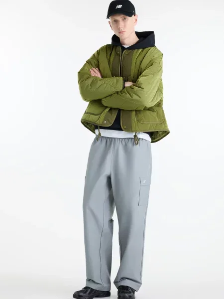 Стеганый бомбер New Balance зеленый