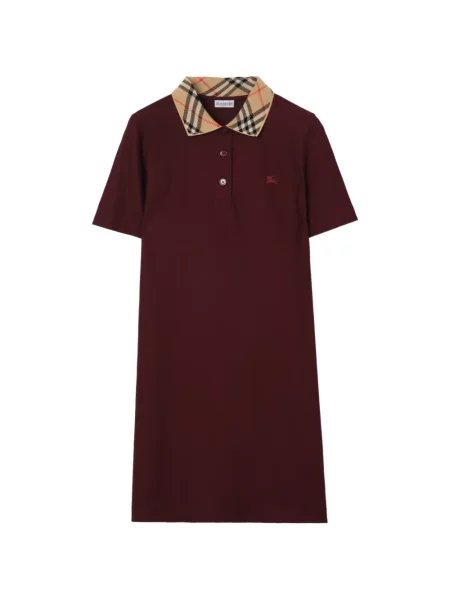 Gulerat rochie tip cămașă Burberry în carouri roșu