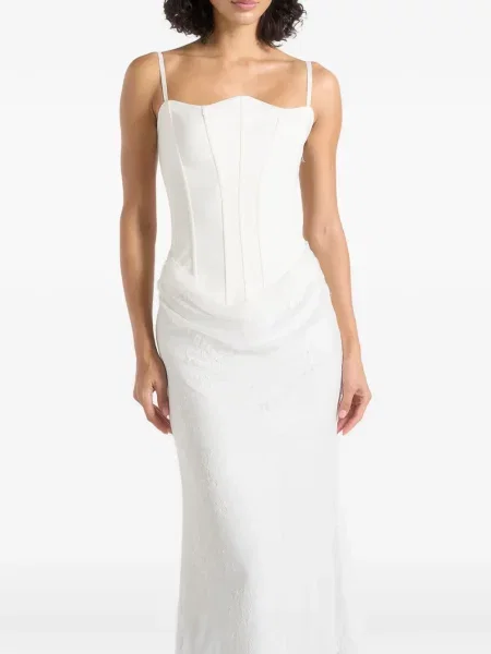 Rochie maxi Manière De Voir din satin alb