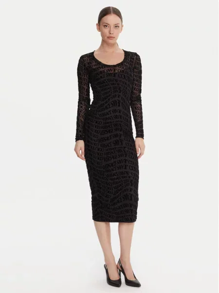 Versace Jeans Couture Sukienki Kobieta S Elegancka Zmysłowa Sukienka Midi czarny