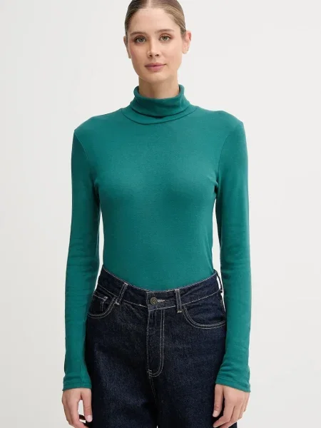 Блуза с дълги ръкави United Colors of Benetton с поло синьо