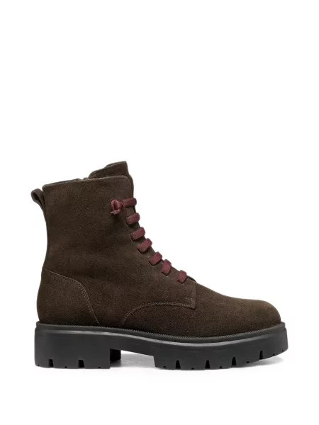 Botine Geox cu șireturi din piele de căprioară maro