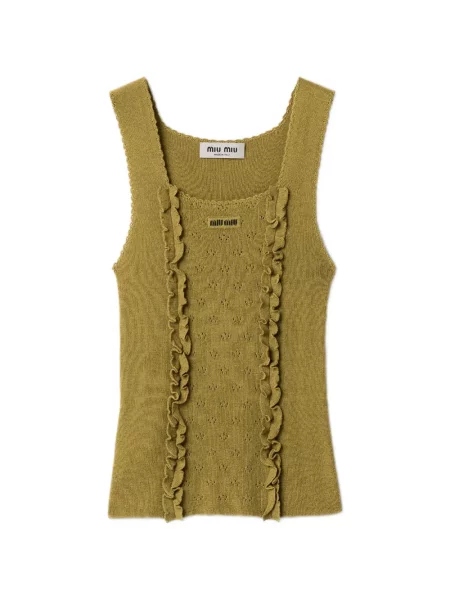 Top Miu Miu de mătase verde