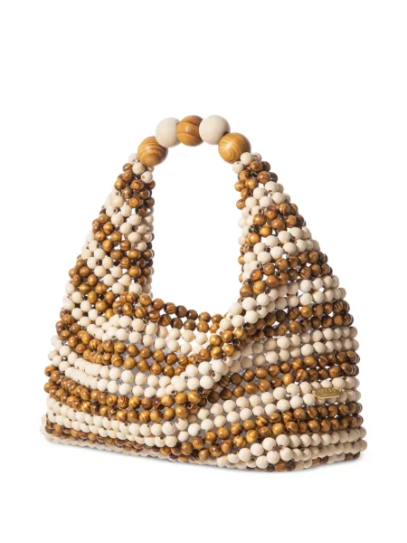 Geantă shopper 0711 cu mărgele maro
