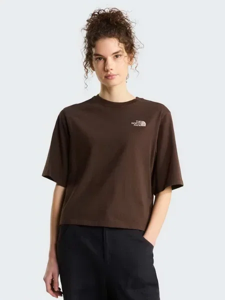 Короткая футболка The North Face коричневая