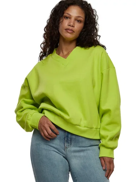Pulover Urban Classics z V-izrezom obrezano rumena