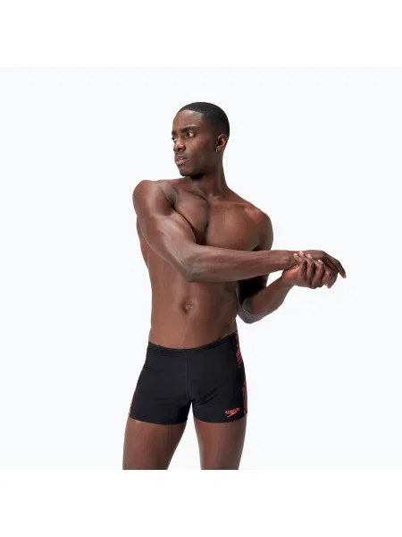 Speedo Tech Panel Aquashort boxeri de înot pentru bărbați negru/roșu siren/carbon SUA negru